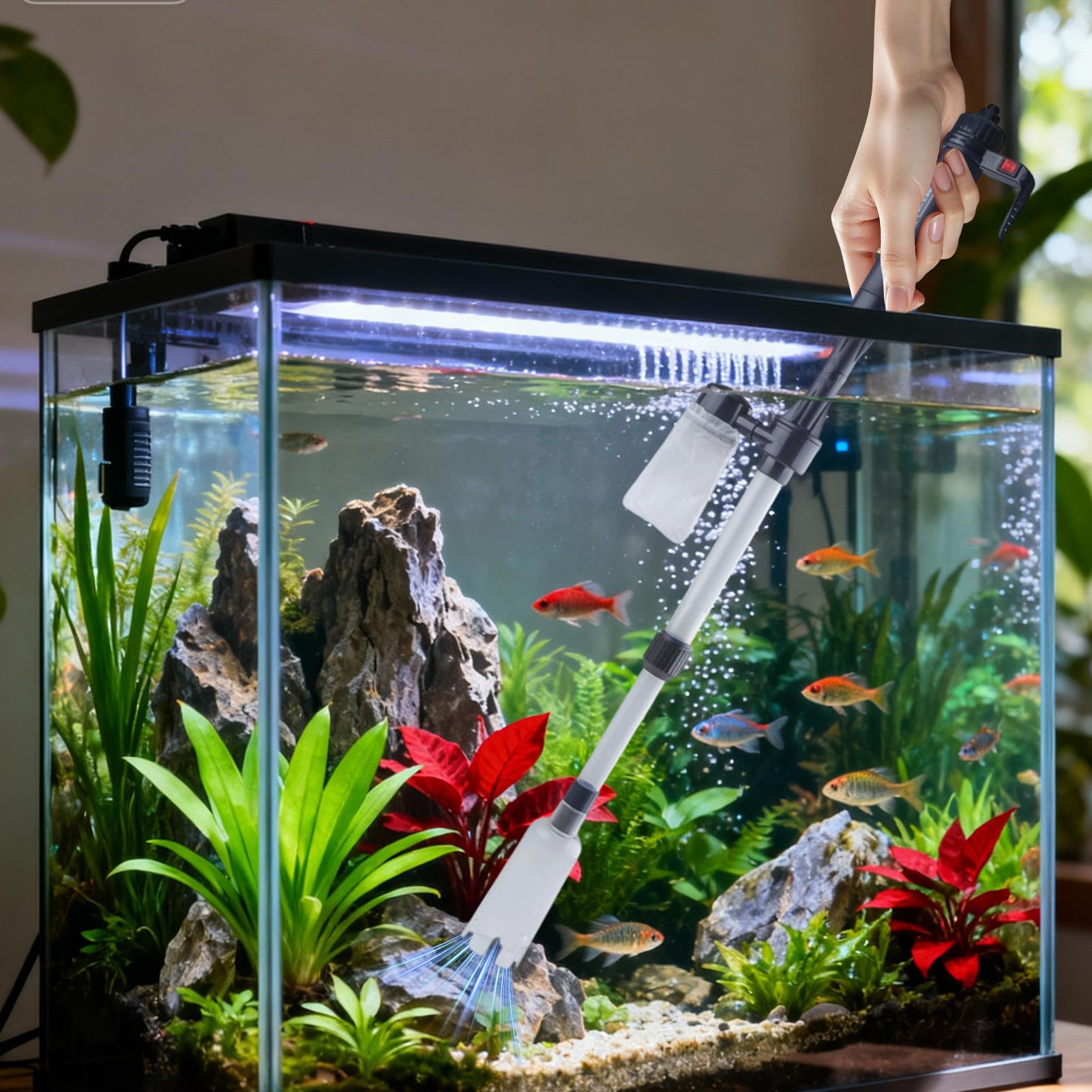 Planted Aquarium Cleaning - เครื่องดูดฝุ่นกรวดตู้ปลาแบบปรับระดับได้ พร้อมสาย USB พกพาสะดวก สำหรับทำความสะอาดตู้ปลาในสำนักงานหรืออพาร์ทเมนต์
