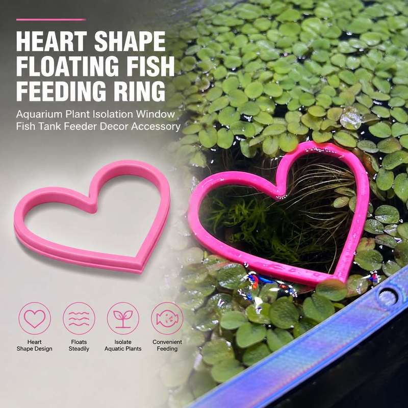 Aquarium Fertilizer - วงแหวนให้อาหารปลาแบบลอยน้ำรูปหัวใจ อุปกรณ์เสริมสำหรับตู้ปลา