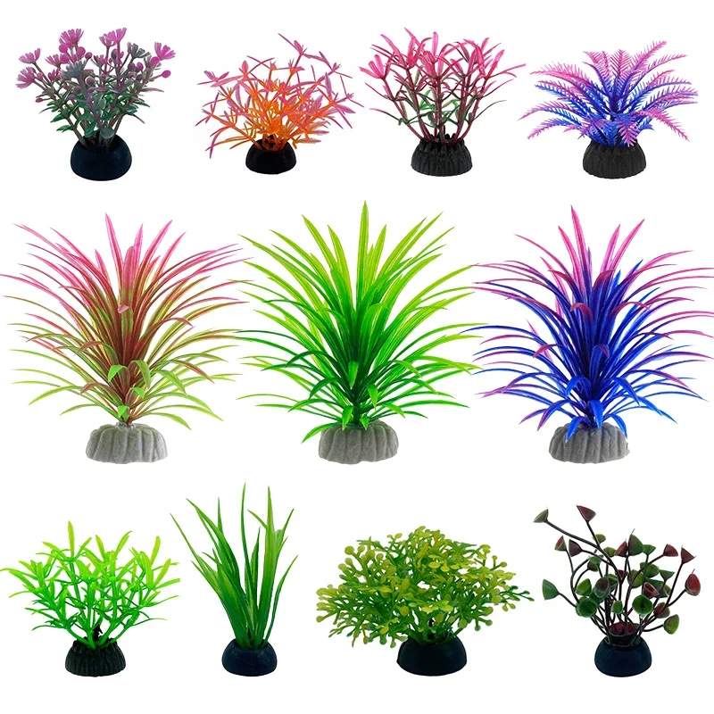 Aquarium Plants Live - PVC Aquarium ตกแต่งจําลองประดิษฐ์ใบพืชวัสดุป้องกันสิ่งแวดล้อม Aquarium อุปกรณ์ตกแต่ง