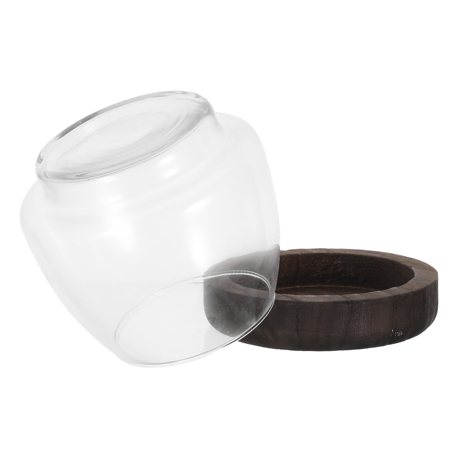 Aquarium Plant Holder - กระถางต้นไม้ไฮโดรโปนิกส์ทรงกลมทำจากแก้ว ฐานไม้ สำหรับตั้งโต๊ะ ตู้ปลา แจกันใสขนาดเล็ก กระถางเพาะชำ